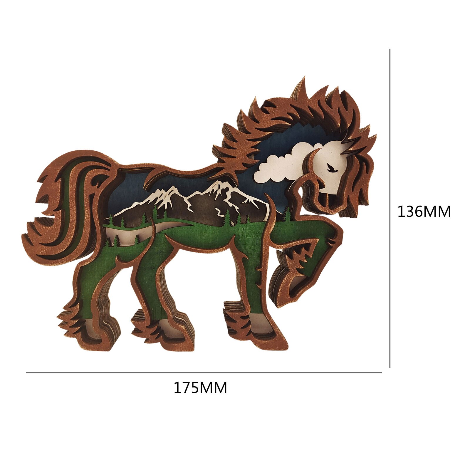 Animal Carving Handcraft Wall Hanging Sculpture 3D Wolf Horse Bear Deer Hand Painted Decorations for Home Living Room