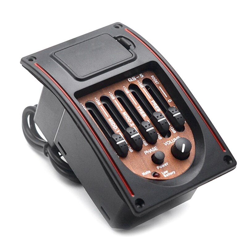 Commandes de tonalité en plastique à 5 bandes, égaliseur EQ, accordeur, micro piézo, guitare acoustique, pré-ampli câblé, pièces, accessoires