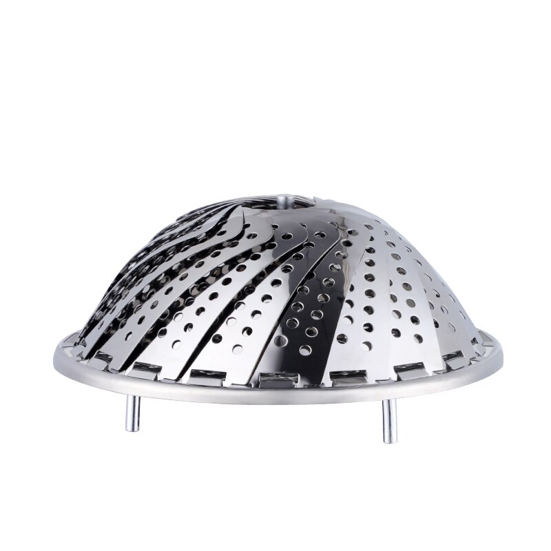 Folding steamer basket Stainless Steel Steamer Vegetable Kitchen Food Basket Mesh Steamer Rack Cookware Steamer For Cooking: Silver