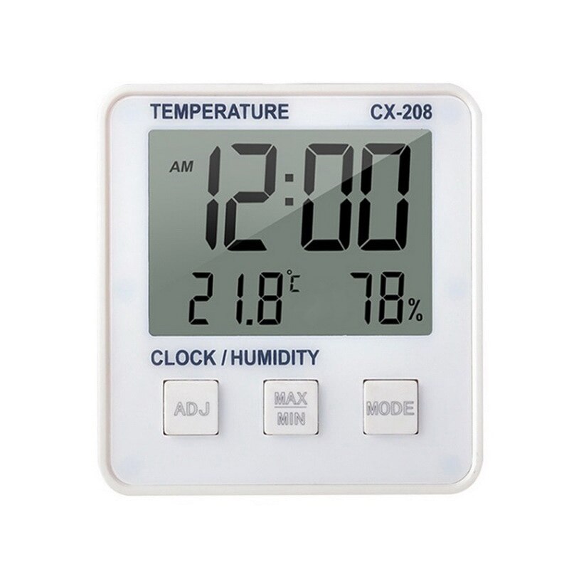 LCD Digital Temperature Humidity Meter -1 -2 Home Indoor Outdoor Hygrometer Thermometer Weather Station with Clock: CX-208 white