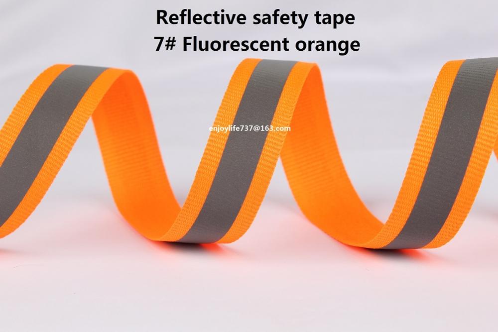 3/4 "(2 cm) breed 50 meter lang een rol speciale reflecterende singels lint (Fluorescerend groen, wit, zwart, geel, gouden, orange): fluorescent orange