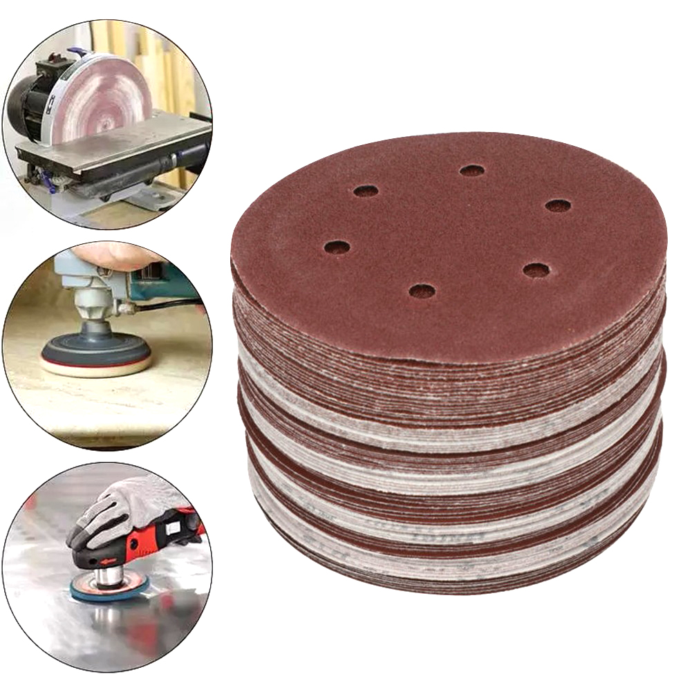 5 st. 9 tums 225mm- tums sandpapper, 6- håls slipskivor, slippapper, 40-2000- korns självhäftande sandpappersark för excenterslip
