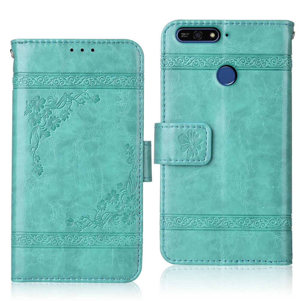 Funda trasera para Huawei Honor 7C AUM-L41, funda con flores a la para Huawei Honor 7C 7 C: oil-Green