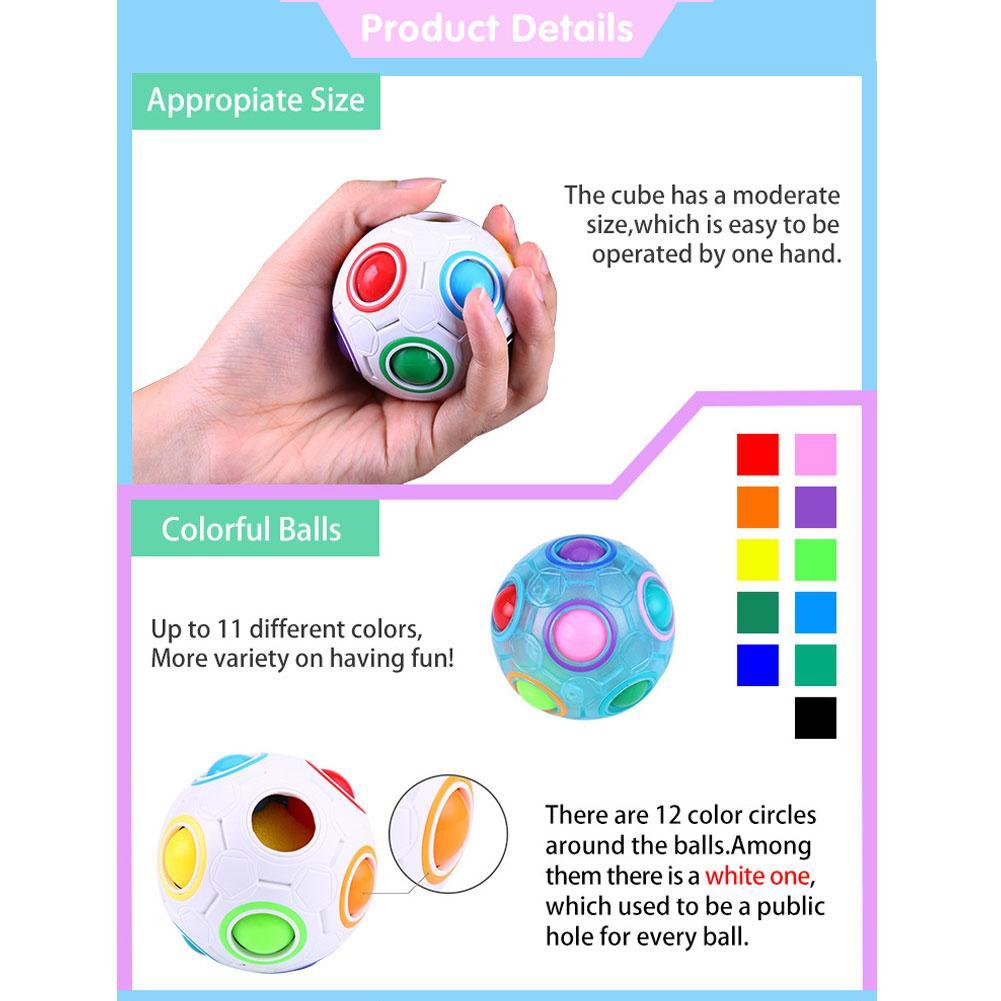 1Pcs Lichtgevende Bal Stress Reliever Regenboog Bal Stress Cube Puzzel Speelgoed Reliever Fun Bal Regenboog Onderwijs U1O5