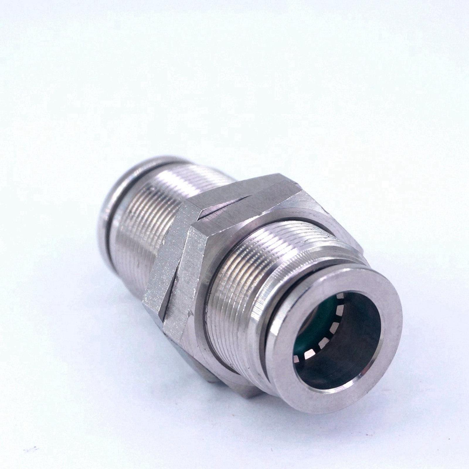 4/6/8/10/12/14/16mm Equal Diameter Stainless Bulkhead Union Pneumatic Fitting: 12mm