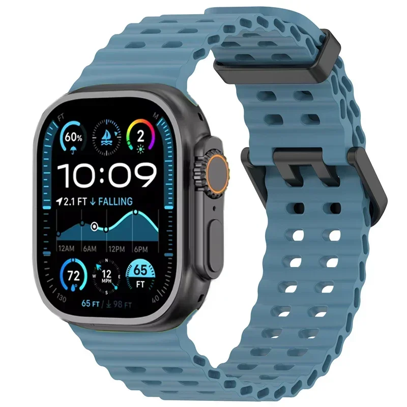 Bracelet en Silicone Souple pour Apple Watch Ultra 2/1, Confortable et Respirant, 49mm 10 46mm 9 8 7 45mm IWatch 6 5 4 SE 44mm