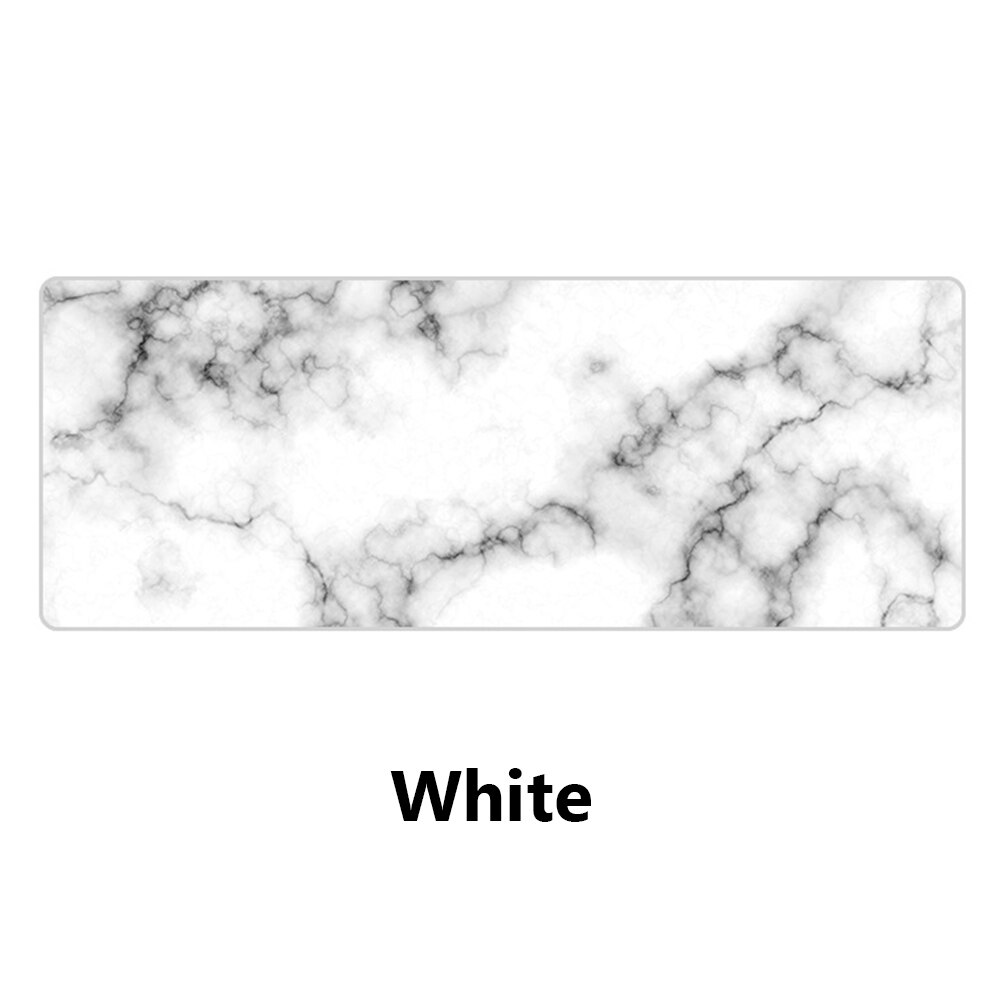 1PC Large Size Marble Grain Mouse Pad Office Computer Desk Mat Modern Table Game Keyboard Laptop Cushion Soft 900*400*1.5mm: White / 90x40 cm