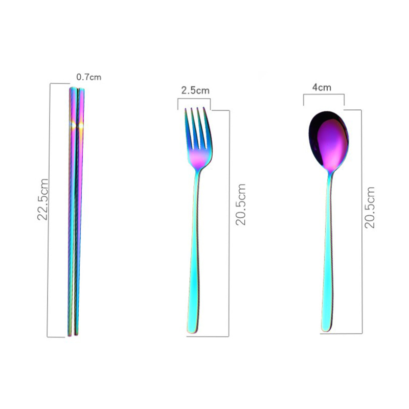 Botique-Rvs Creatieve Titanium-Plated Milieuvriendelijke Draagbare Servies 304 Roestvrij Stalen Lepel Eetstokjes Se