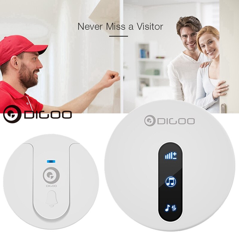 DIGOO DG-SD10 Transmitter Self-powered Waterproof Doorbell EU Plug Unique Sliding Button 58 Melodies 4 Levels Volume Door Bell
