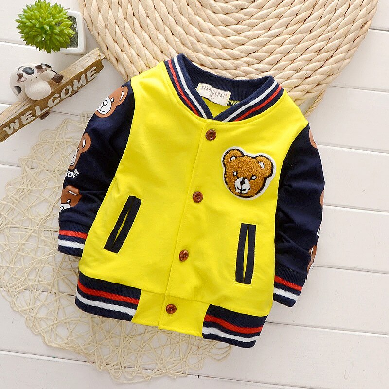 Veste teddy pour enfant, nourrisson,vêtement d'extérieur, sweat-shirt de , à la , costume, blouson de base-ball pour garçons, enfants et bébé, collection de mi-saison,: YELLOW / 110cm