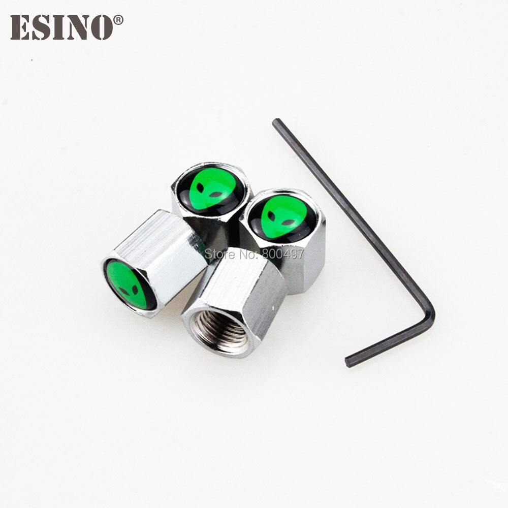 4 x Car Styling Alien Anti-theft Stainless Universal Steel Wheel Tire Valve Stems Caps Car Wheel Tire Stem Air Valve Caps
