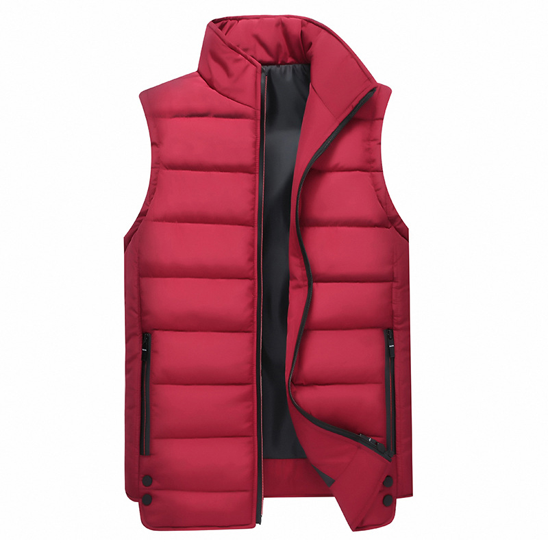 Hiver hommes solide gilet Style coréen mince parc veste hommes automne col montant taille manteau décontracté sans manches corps plus épais manteau