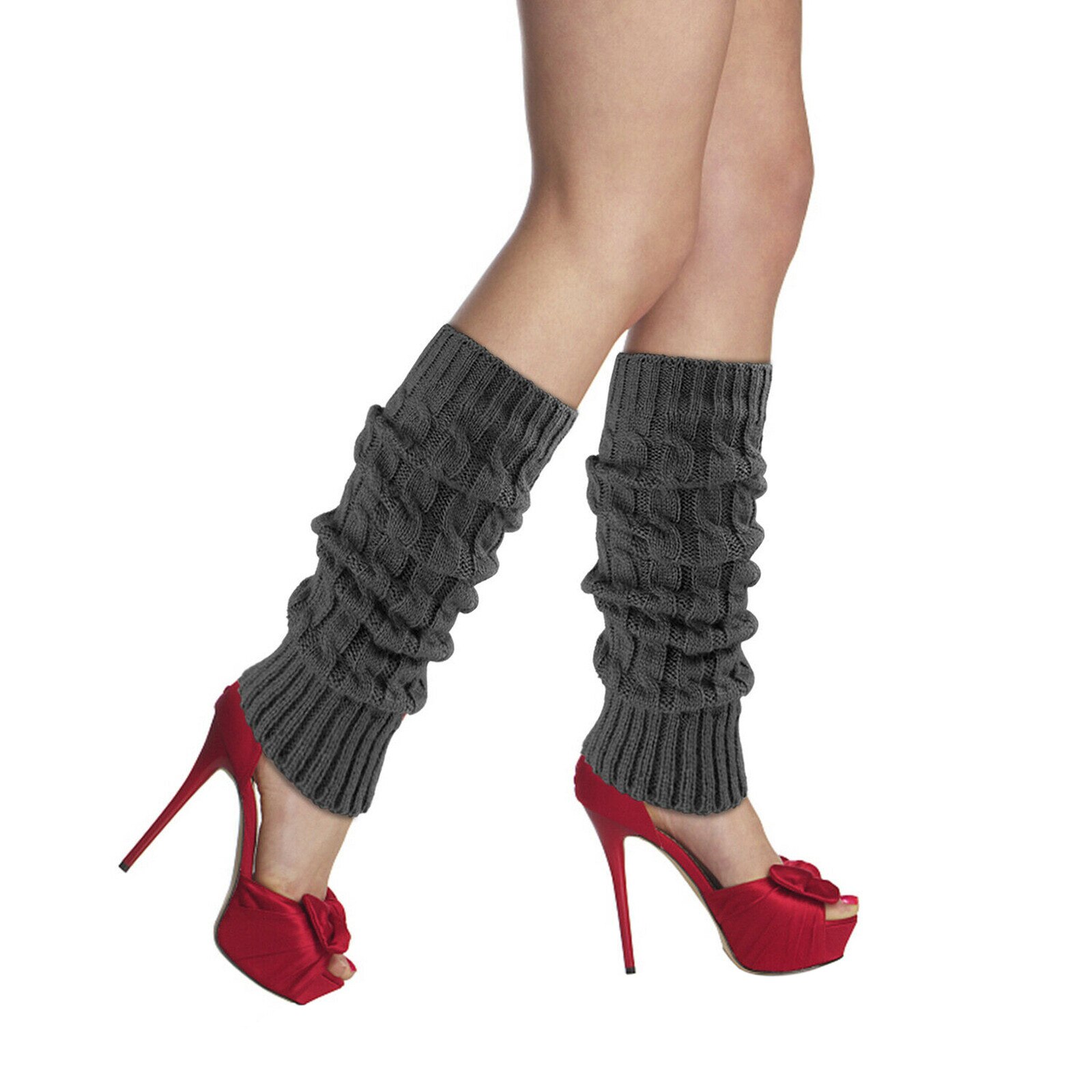 Cable Knit Extra Lange Been Warm Voorraden Boot Sokken Dij Hoge Socking Vrouwen Meisjes Ademende Casual Huidvriendelijke Stof voorraden: Dark Gray  