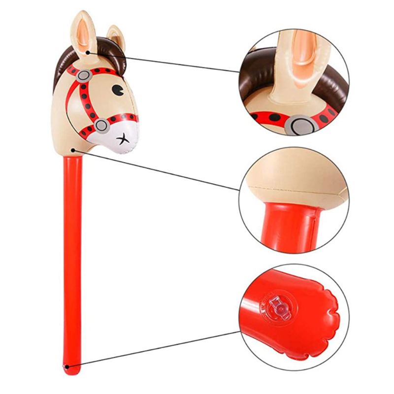 Inflatable Horse Heads Cowgirl Stick PVC Balloon Outdoor Educational Toys