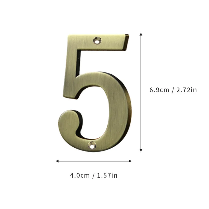 7cm Bronze House Number Sticker backside Metal Doorplate Home Door Plaque Numbers Sign For Mailbox Street: MULTI