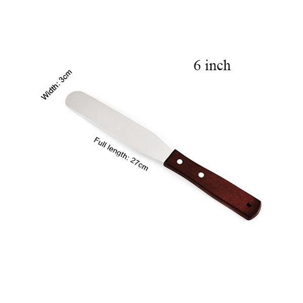 4/6/8 Inch Rvs Cake Gebak Spatel Houten Handvat Cake Tool Gebak Tool Praktische Keuken Accessoires: Straight  6 inch