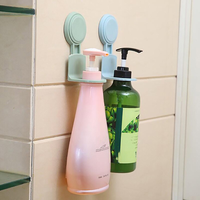 Plastic Wall Mount Soap Shower Gel Dispenser Bottle Hanging Hook Rack Hand Sanitizer Holder Bathroom Kitchen Organizer No Drill