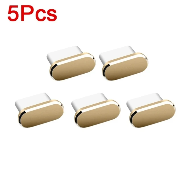 5 uds tapón antipolvo de Metal de lujo USB tipo C puerto de carga de teléfono móvil tapones antipolvo para Xiaomi POCO Redmi Samsung Huawei cubierta a prueba de polvo: Azul