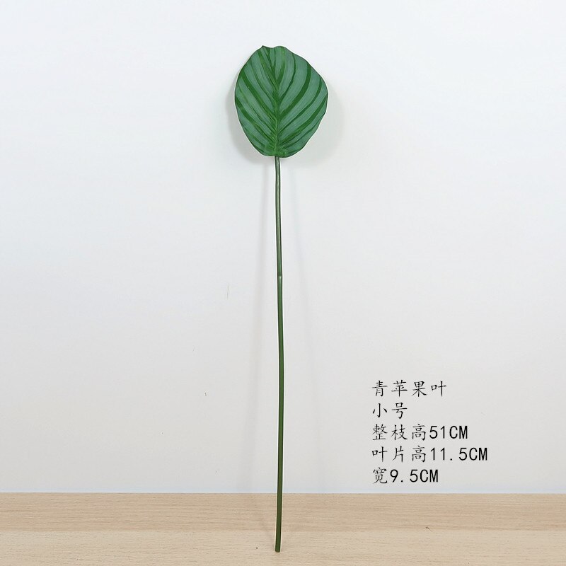 Northern European-Style Green Apple Plastic Green Leaf Arrowroot Handfeel fang zhen ye Home Decoration Simple Hotel Show: Small Size