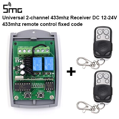 2-channel rolling & fixed code receiver 433.92MHz + 2 remote controls 433mhz 1527 Learning Code: 1 receiver 2 remotes