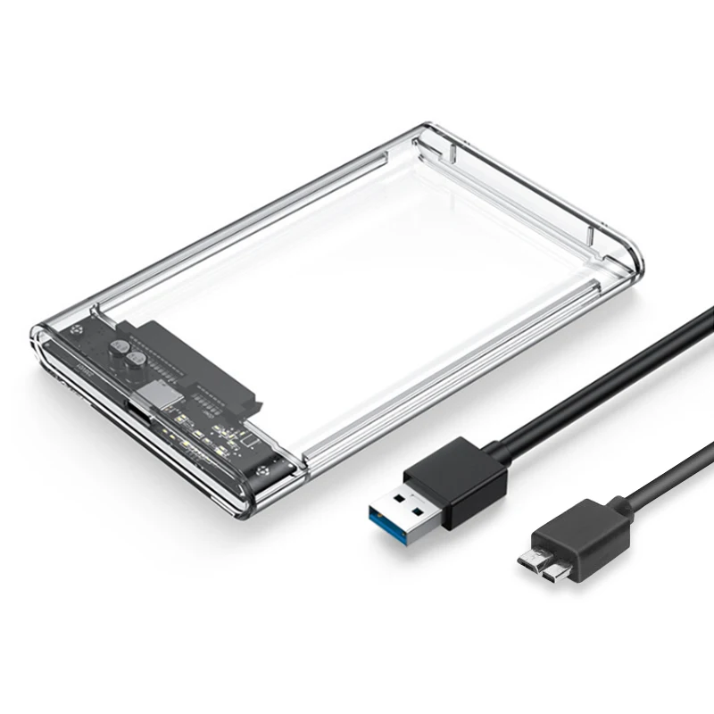 3.0/3.1 HDD Enclosure 2.5inch SATA SSD Hard Drive Case with 5Gbps Transfer Speed and Transparent Mobile External Housing: Gold