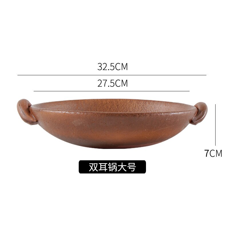 Mini stove Carbon mud soil stove charcoal old clay oven BBQ grills chafing dish small commercial carbon furnace home: L27cm Double ear pot