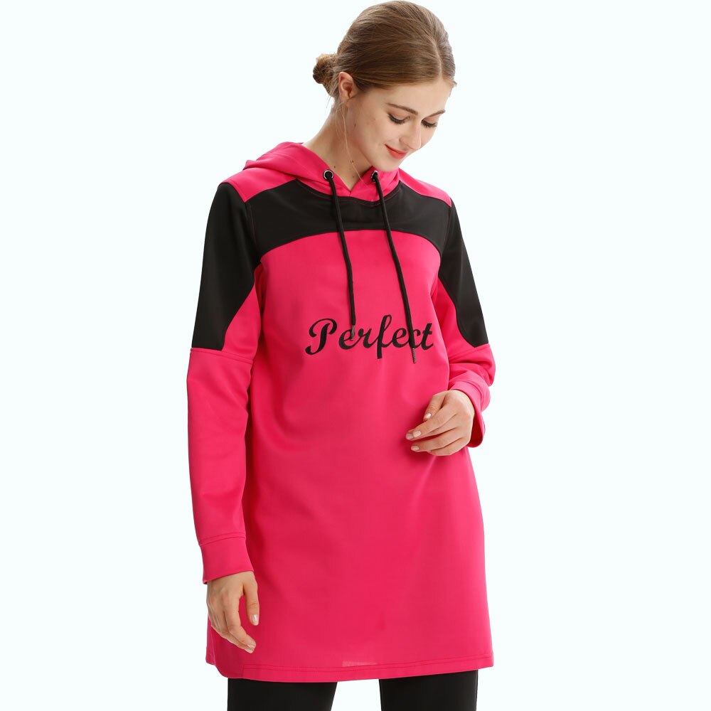 Sudadera con capucha árabe musulmana para mujer, Top deportivo para correr, chándal de manga larga con letras, ropa deportiva