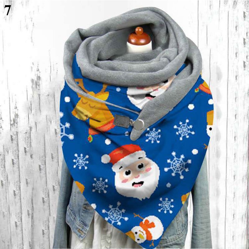 Multi-usages col châle femmes noël impression écharpe bouton écharpe enveloppes Triangle foulards Plus velours motif papillon: 7