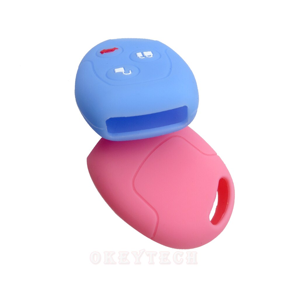Okeytech 3 knapps fjärrkontroll silikon bil fob nyckel fodral täcka för ford focus mondeo festiva fusion kostym fiesta ka  mk4 hållare skydd