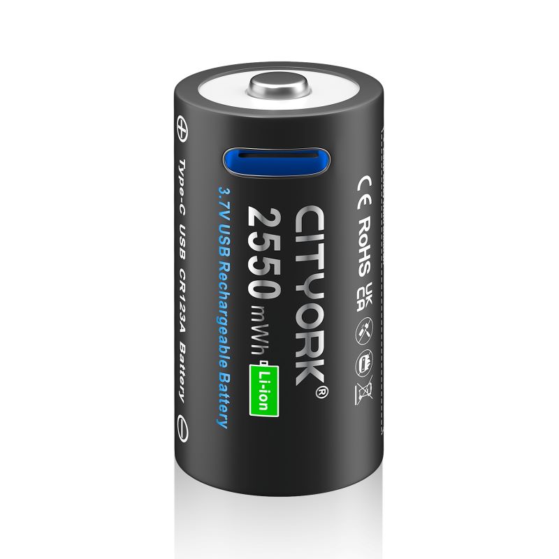 CITTORK 100% capacidad 3,7 V CR123 CR123A batería recargable tipo C carga USB RCR123 16340 16350 baterías de iones de litio