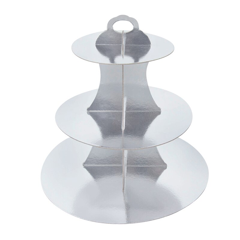 3 Tier Cake Holder Transparent Round Acrylic Cupcake Cake Stand Assemble Disassemble Birthday Tools Party Stand Decoration: silver cake stand