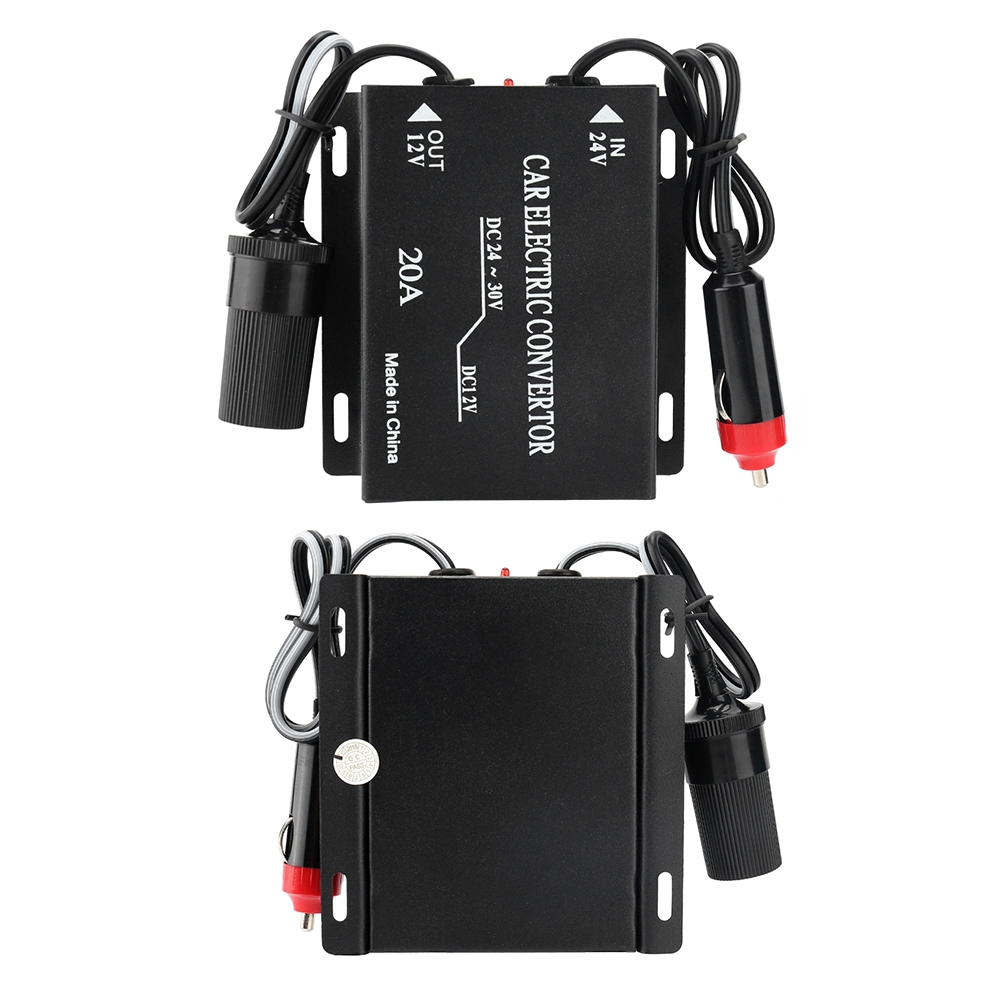 Fuente de alimentación para coche, convertidor de transformador de voltaje de reducción de 24V a 12V, encendedor de cigarrillos tipo para Radio walkie-talkie con pantalla