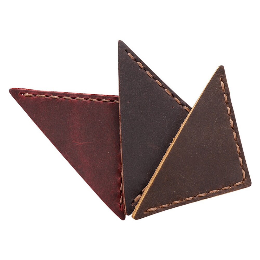 Marcapáginas de cuero Vintage para estudiantes, papelería creativa, material escolar, de esquina triangular, marcador de página