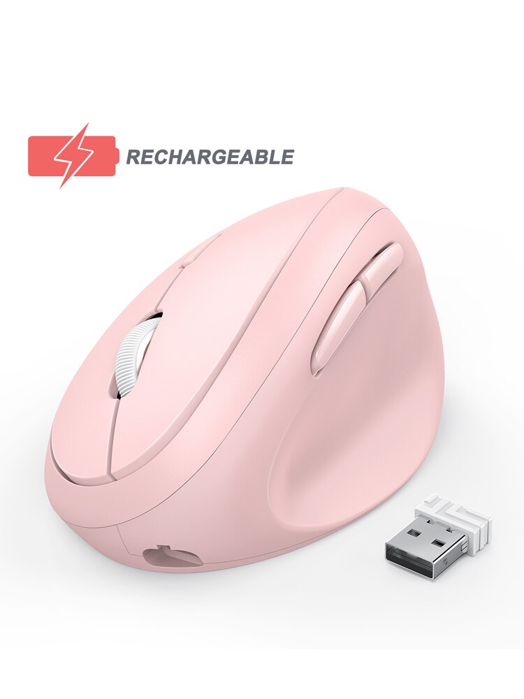 Jelly Kam 2.4Ghz Draadloze Muis Voor Laptop Oplaadbare Ergonomische Verticale Roze Muis Optische Muizen Met 3 Verstelbare Dpi: Roze