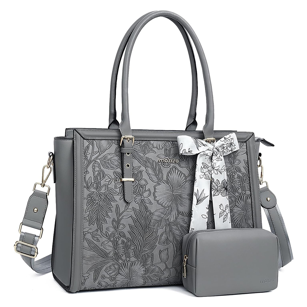 Laptop Tas Voor Vrouwen Luxe Pu Lederen Draagtas Voor 15.6 16 17.3 Inch Macbook Asus Hp Dell Notebook Schouder Messenger Handtas: 13" / GRIJS