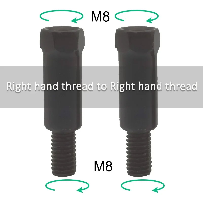 1 paio di adattatori per specchietti retrovisori moto neri argento più lunghi M8 8mm in senso orario anti-orario destra sinistra vite di cambio filettatura: Army Green