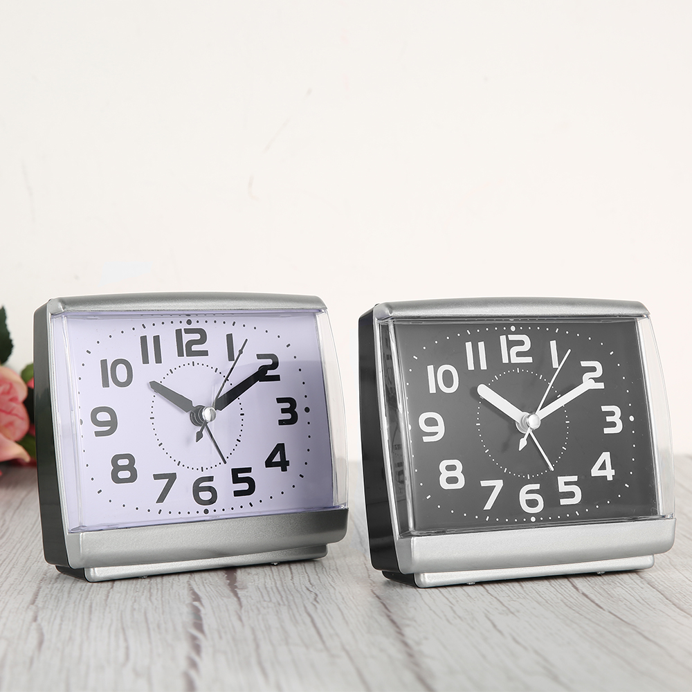 Modern Square Alarm Clock Bedroom Desktop Bed Wake Up Clocks beside student Plastic Silent Sweeping Small table Clock