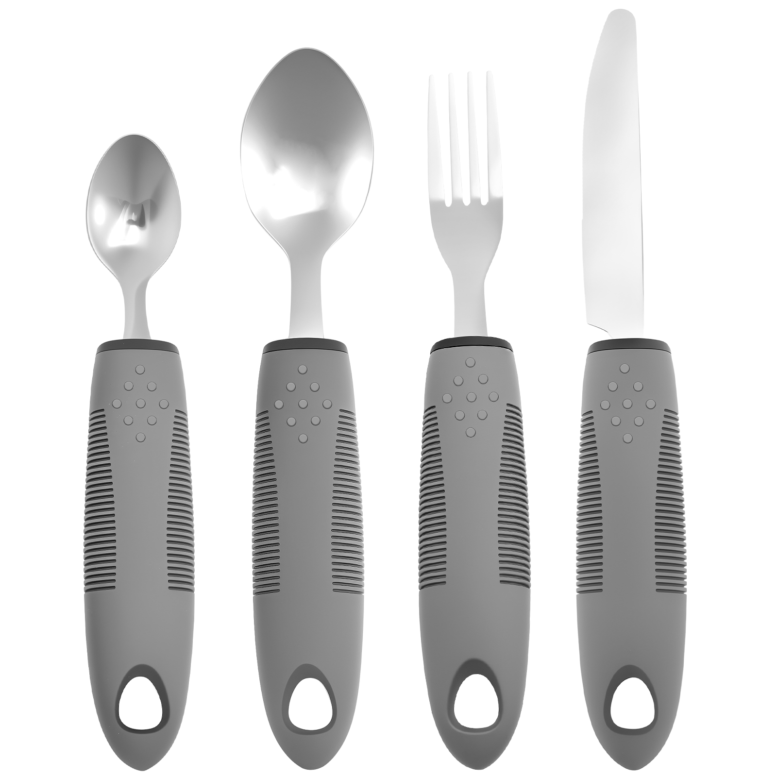 4Pcs Elderly Utensils Adaptive Built Up Utensils Nonslip Spoon Handicapped People Fork Elderly set Parkinsons Silverware: black