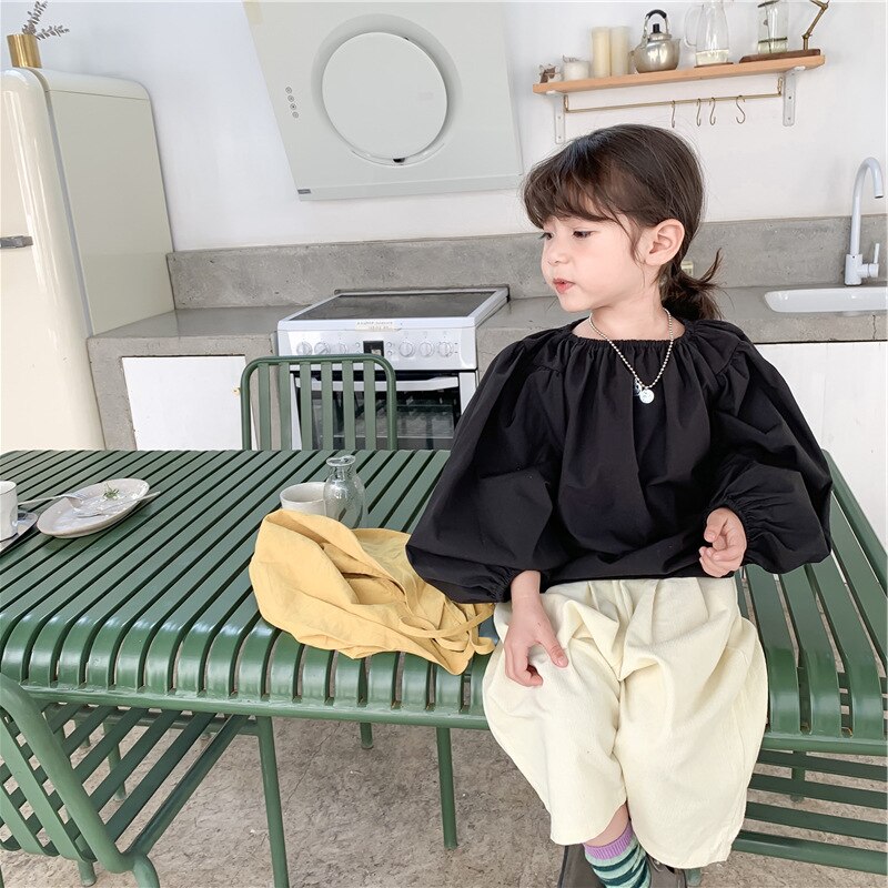 Meisjes Losse Bladerdeeg Mouw Top Capri-Broek Lente En Zomer Kinderkleding