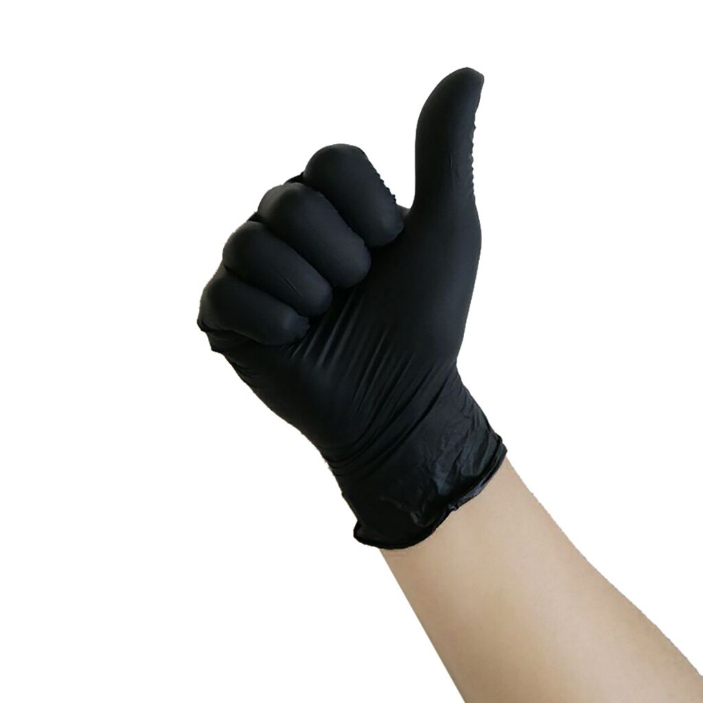 Guantes de látex desechables de nitrilo para limpieza del hogar, manoplas de goma para comida, mano izquierda y derecha, color negro, 24H, 100 Uds.