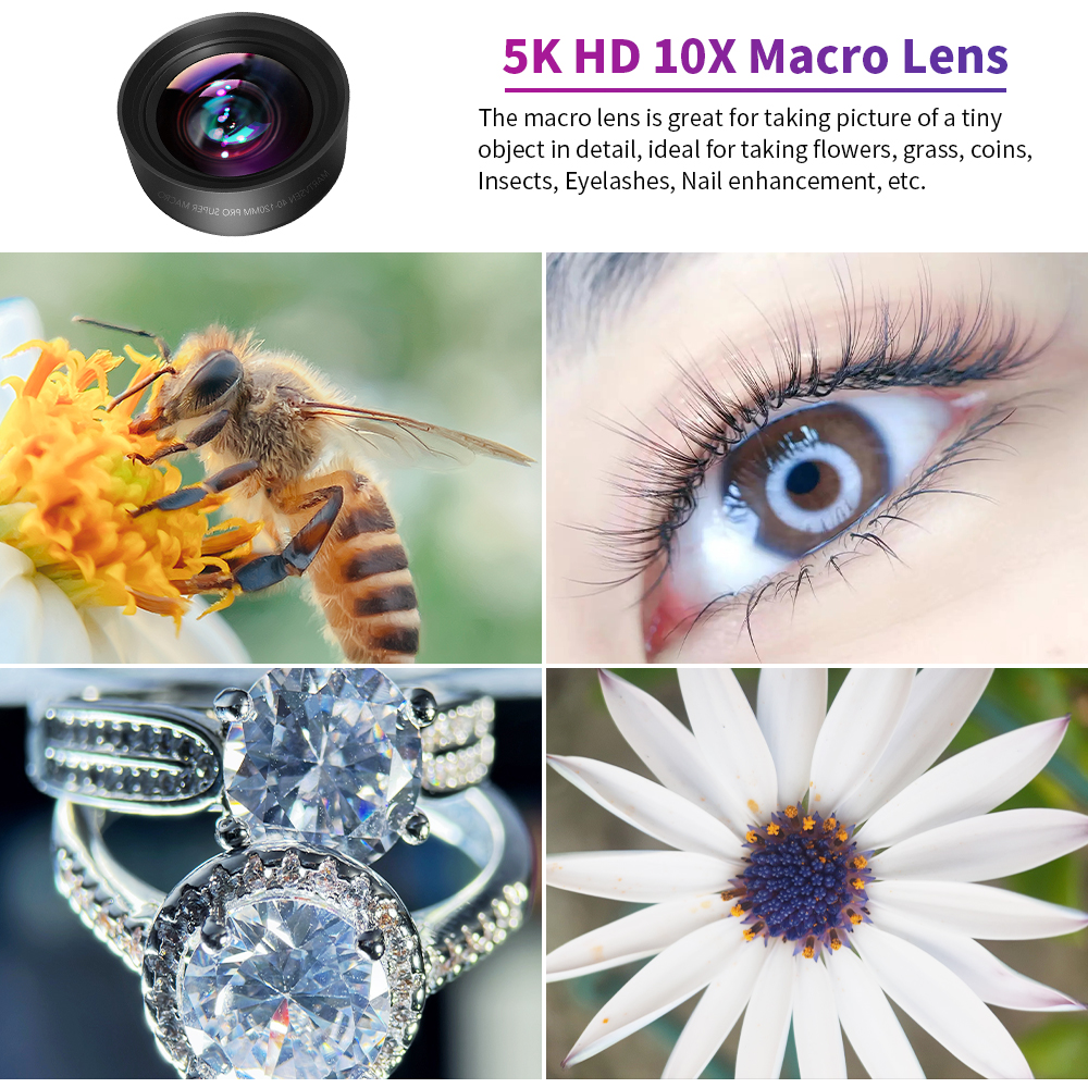 MARTVSEN 120MM Super Macro Lens Professionele 5K HD 10x Super Macro met Universele Telefoon Clip Camera Foto lens voor Smartphone
