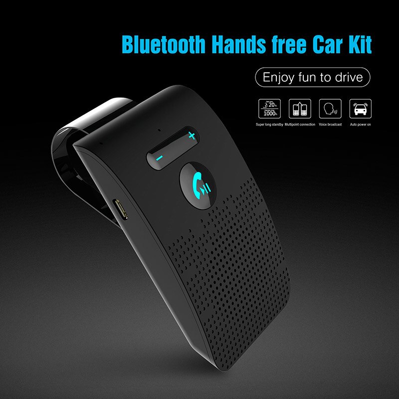 Draadloze Auto Bluetooth V5.0 Bluetooth Handsfree Carkit Draadloze Bluetooth Speaker Zonneklepclip Speakerphone Clear Speaker