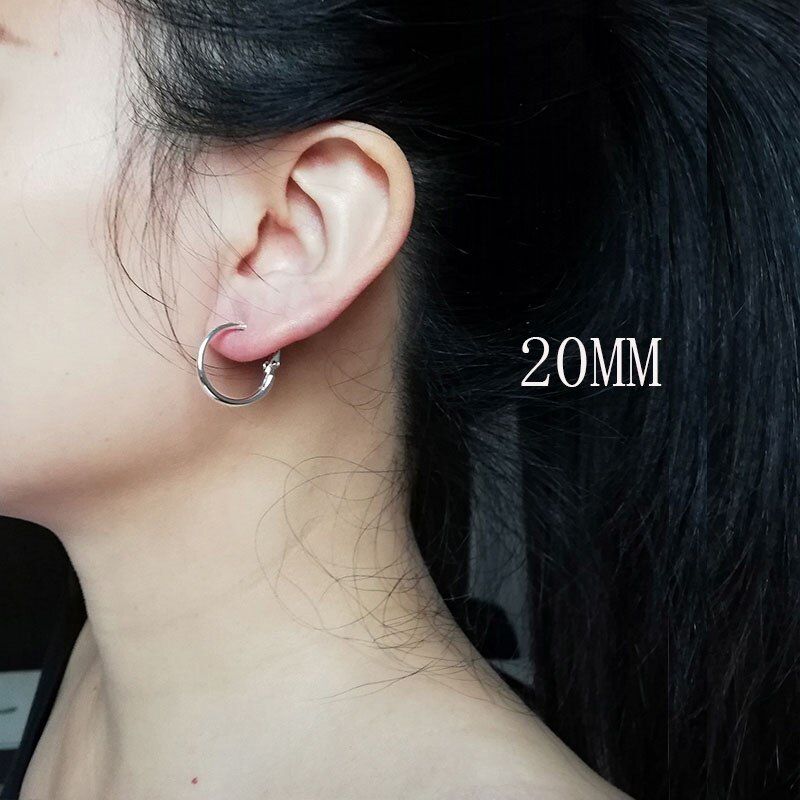 Super Big Hoop Earrings Round Female Lron Thin Hoops Ear Rings Large Circle Creole Huge Gold Earring Women Huggies Personality: silver 20mm