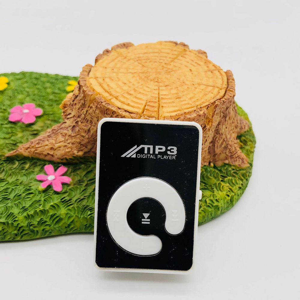 C chave portátil mini espelho clipe mp3 player música mídia suporte micro sd tf cartão moda alta fidelidade mp3 para esportes ao ar livre leitor de música: BRANCO