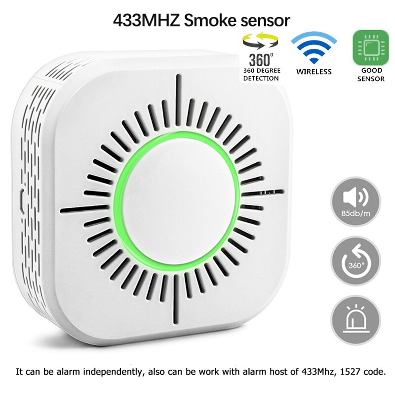 Home Security Smart Wireless Independent High Sensitive Smoke Fire ASK Alarm Sensor Detectors Low Battery Reminder Protect
