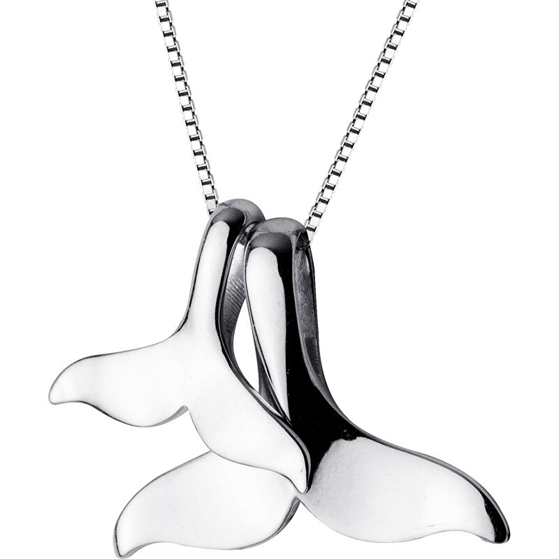 Plata de Ley 925 colgante de cola de ballena Collar para las mujeres Delfín de cola de pescado de Gargantilla de plata collares, joyas de accesorio