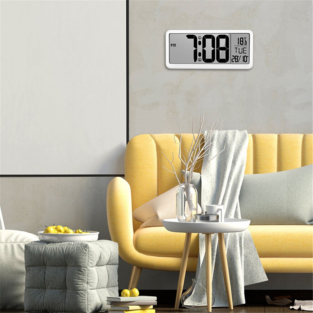 Digital Wall Clock, Desk Clock, Auto Time Self Setting Alarm Clock, Auto Time Changing, Number Clock Date Temperature Display