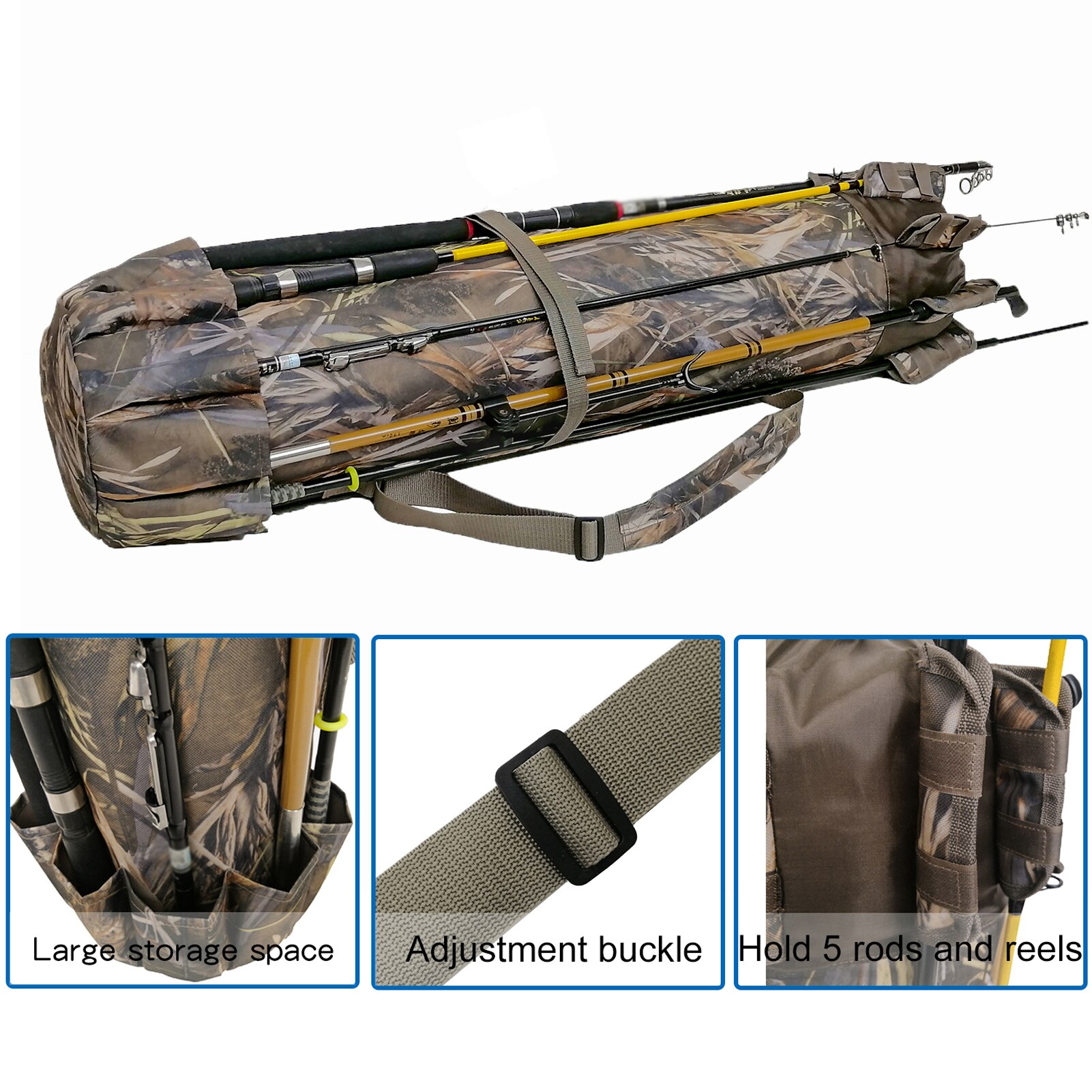 Fishing Bag On Shoulder Fishing Pole Holder Fishing Bag Fishing Rod Bag Large Capacity Fishing Gear Organizer Case for rods