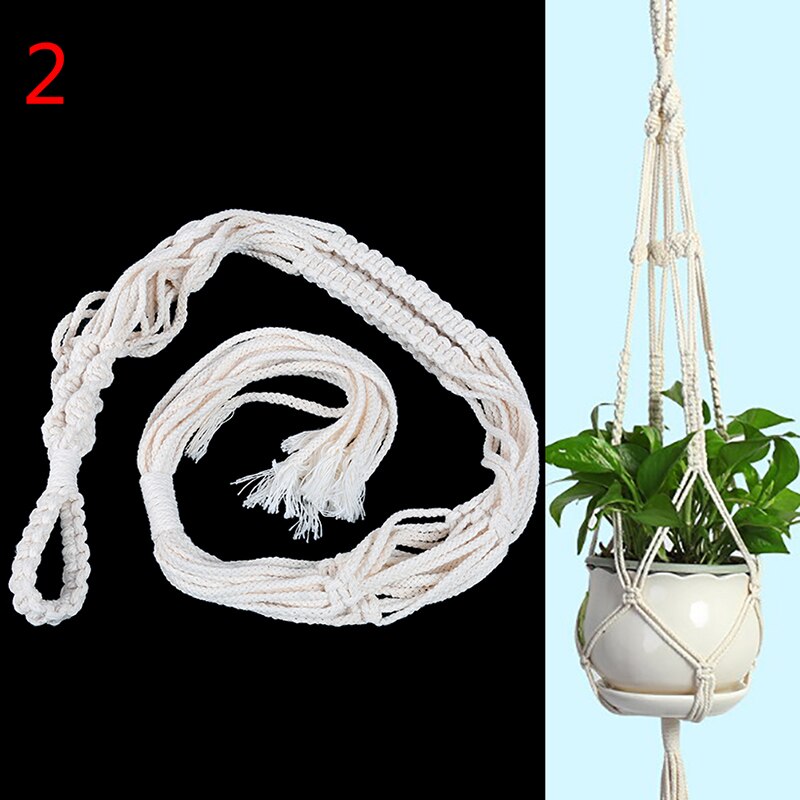 1 *  blomsterpotte lanyard pot holder macrame plante bøjle hængende planter kurv jute reb flettet håndværk: N2