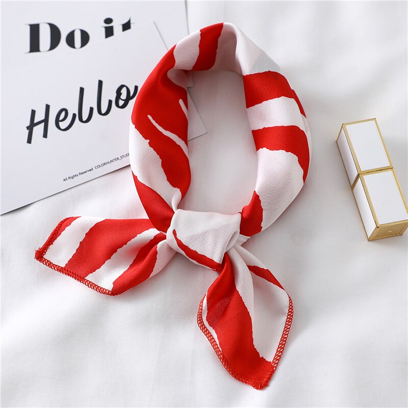 Women Small Satin Silk Scarf Square Print Wrap Foulard Femme Handkerchief Bandana Neck Hair Skinny Tie Scarves Shawls XC: FX-111